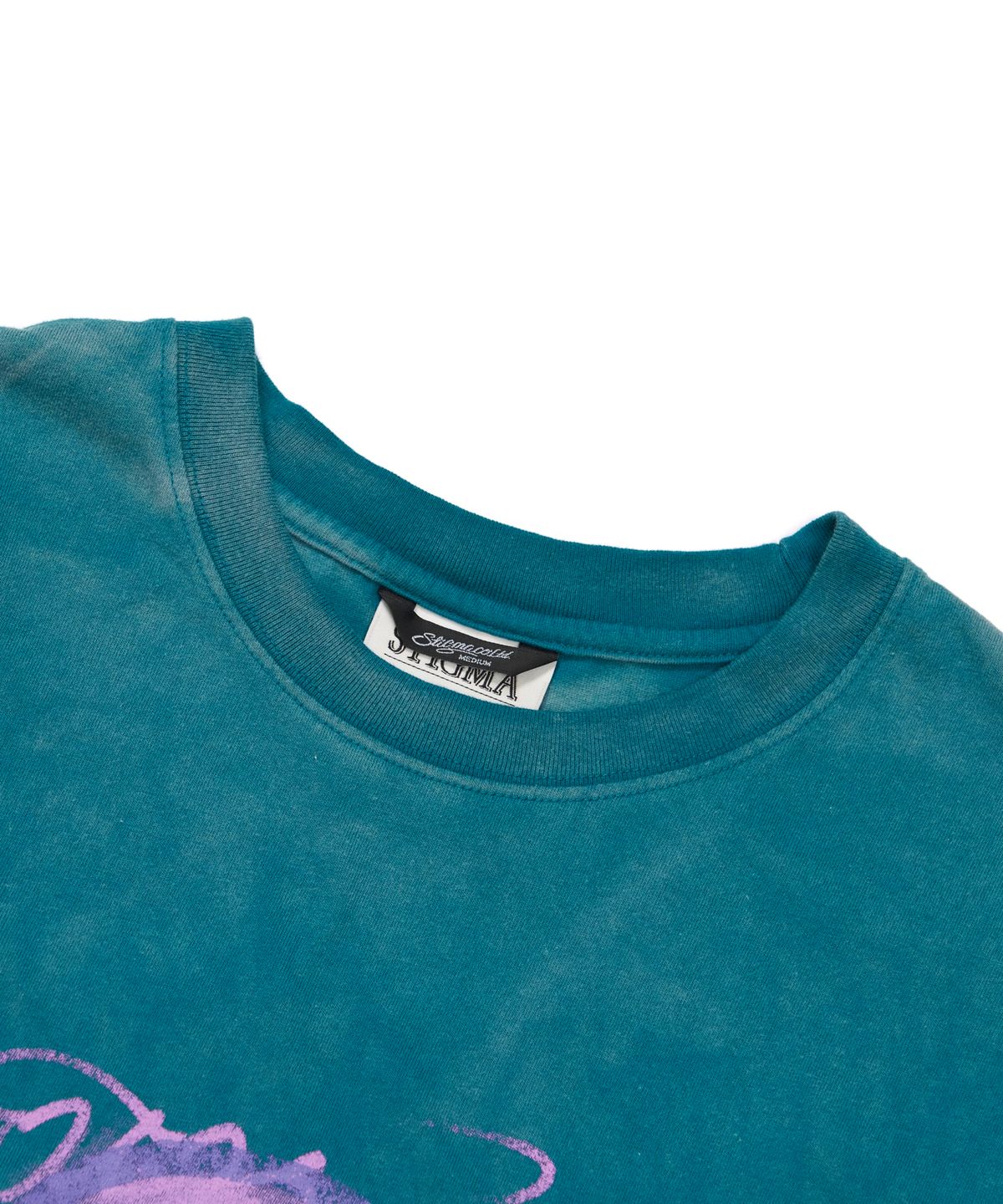 스티그마(STIGMA) Crayon Flower Vintage-Like Washed Oversized Short Sleeves T-Shirts Blue