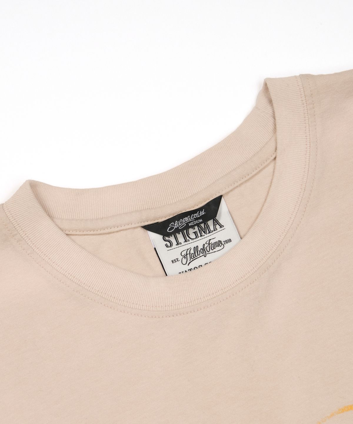 스티그마(STIGMA) Crayon Flower Vintage-Like Washed Oversized Short Sleeves T-Shirts Beige