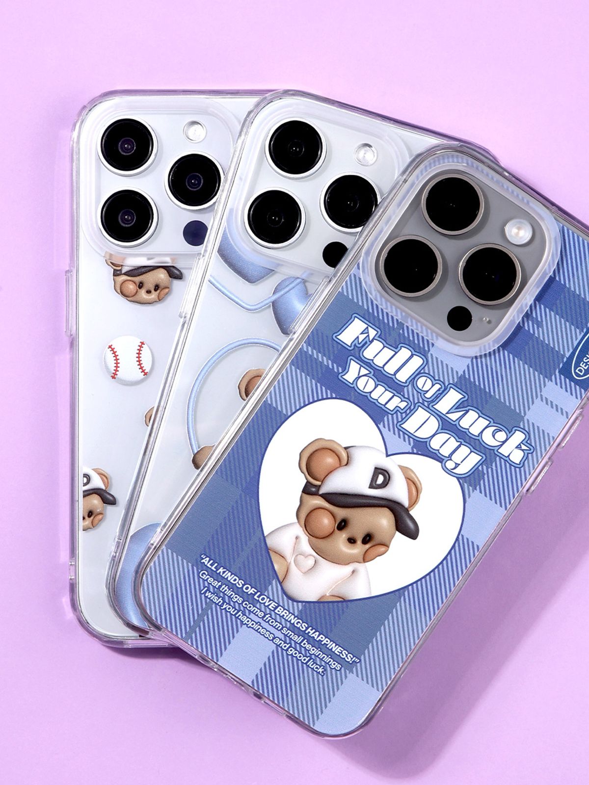디자인스킨(DESIGNSKIN) 뉴레트로 클리어 그래픽 케이스-체크/테디