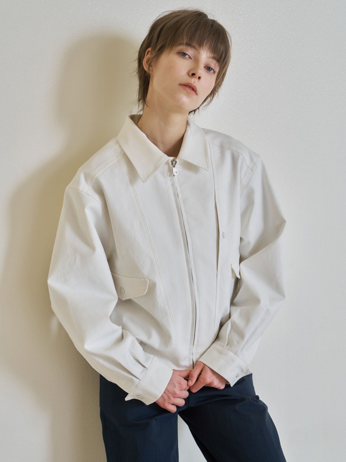 노우드(NOEUD) Pocket Blouson (Ivory)