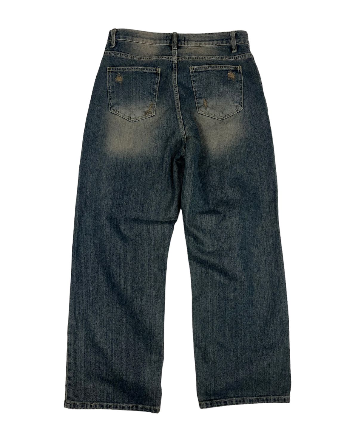 스케이터락(SK8ER ROCK) Retro Dyeing Destroyed Denim Wide Pants (Brown indigo)