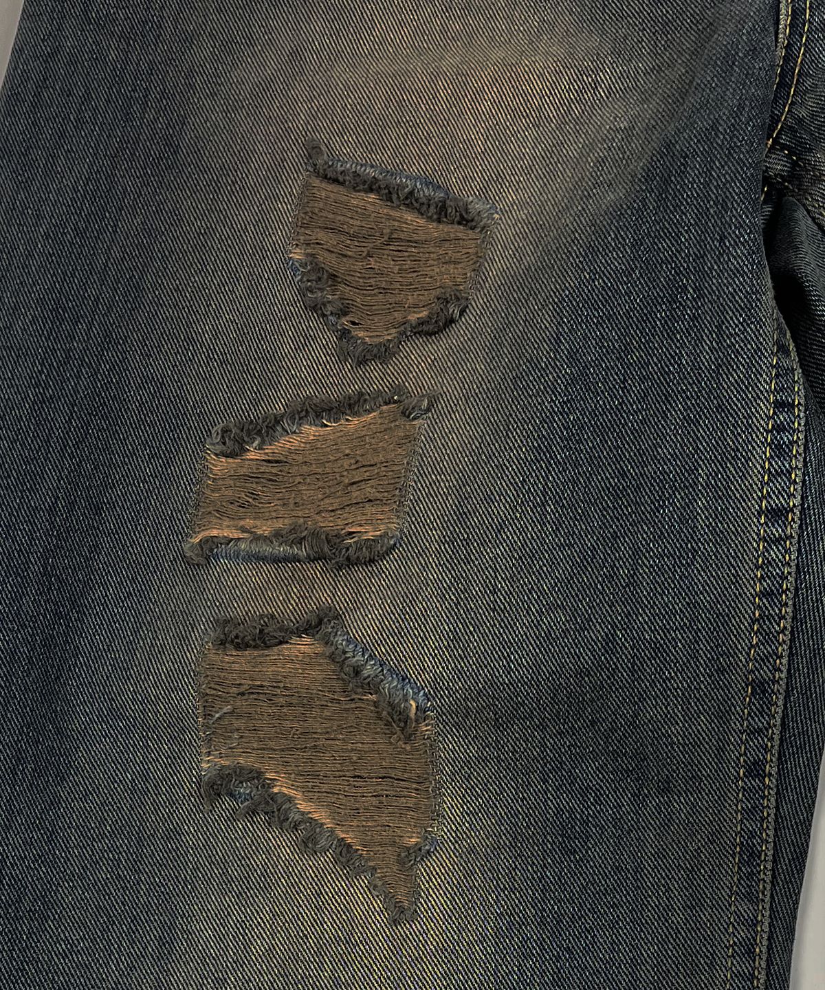 스케이터락(SK8ER ROCK) Retro Dyeing Destroyed Denim Wide Pants (Brown indigo)