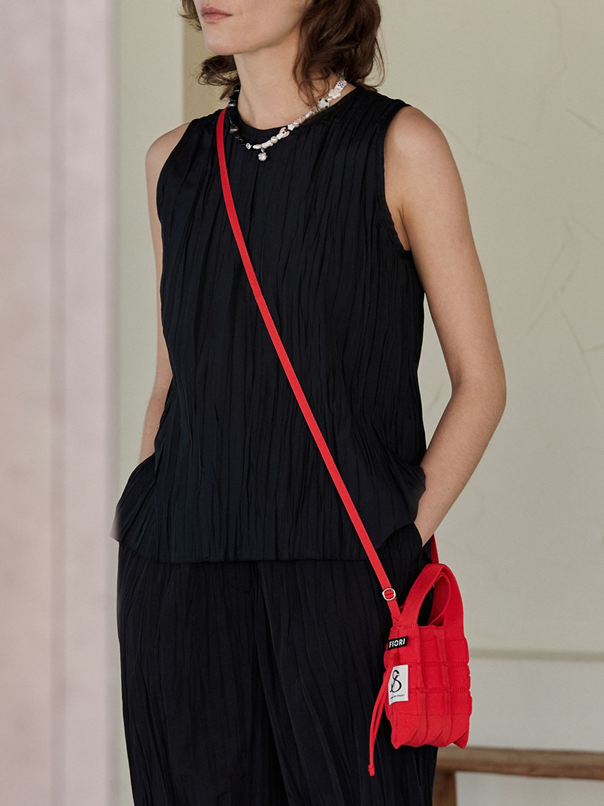 조셉앤스테이시(JOSEPH&STACEY) Lucky Pleats Knit Mini Cross Fiori (ALL)