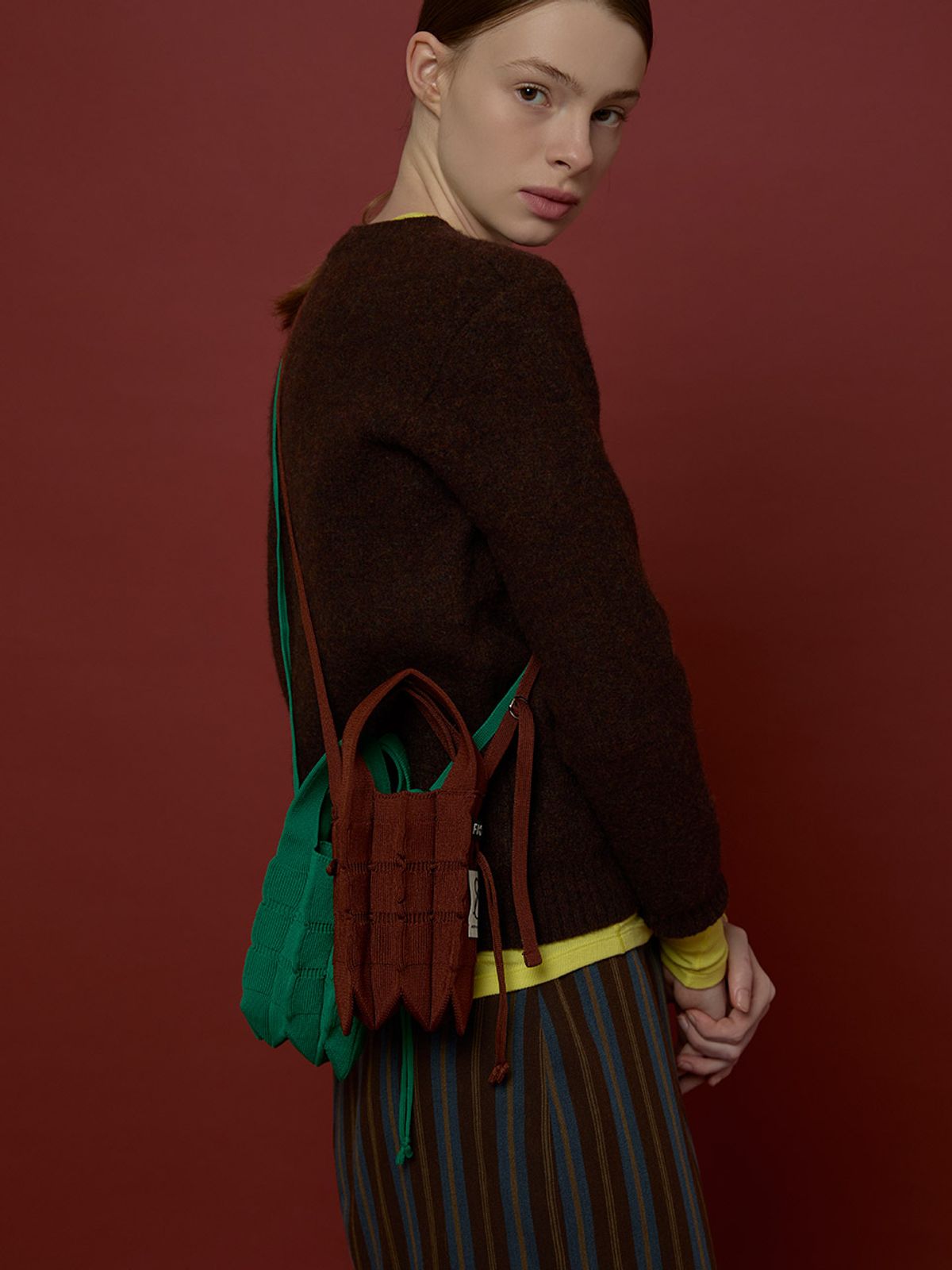 조셉앤스테이시(JOSEPH&STACEY) Lucky Pleats Knit Mini Cross Fiori (ALL)