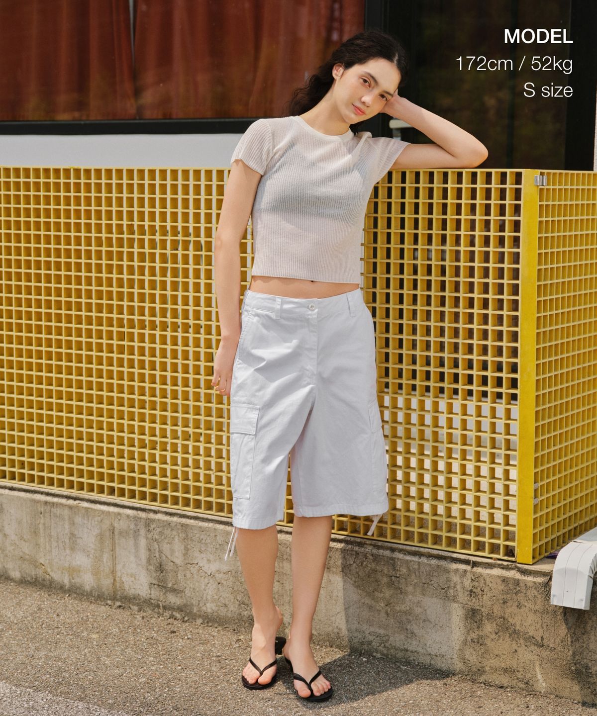 무신사 스탠다드 우먼(MUSINSA STANDARD WOMAN) 우먼즈 시어 텍스처드 크루 넥 반소매 니트 [아이보리]