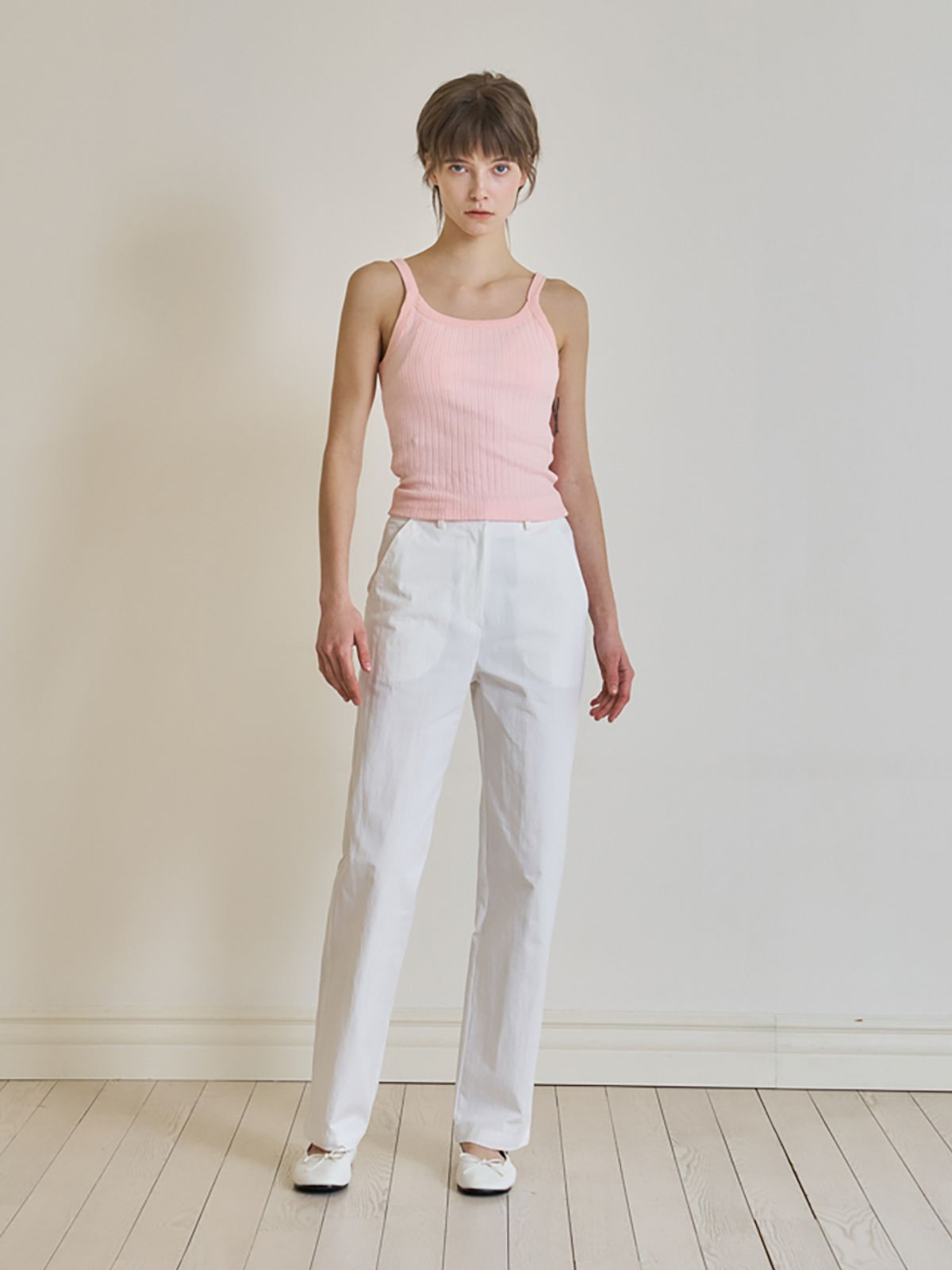 노우드(NOEUD) Ribbed square sleeveless (Pink)