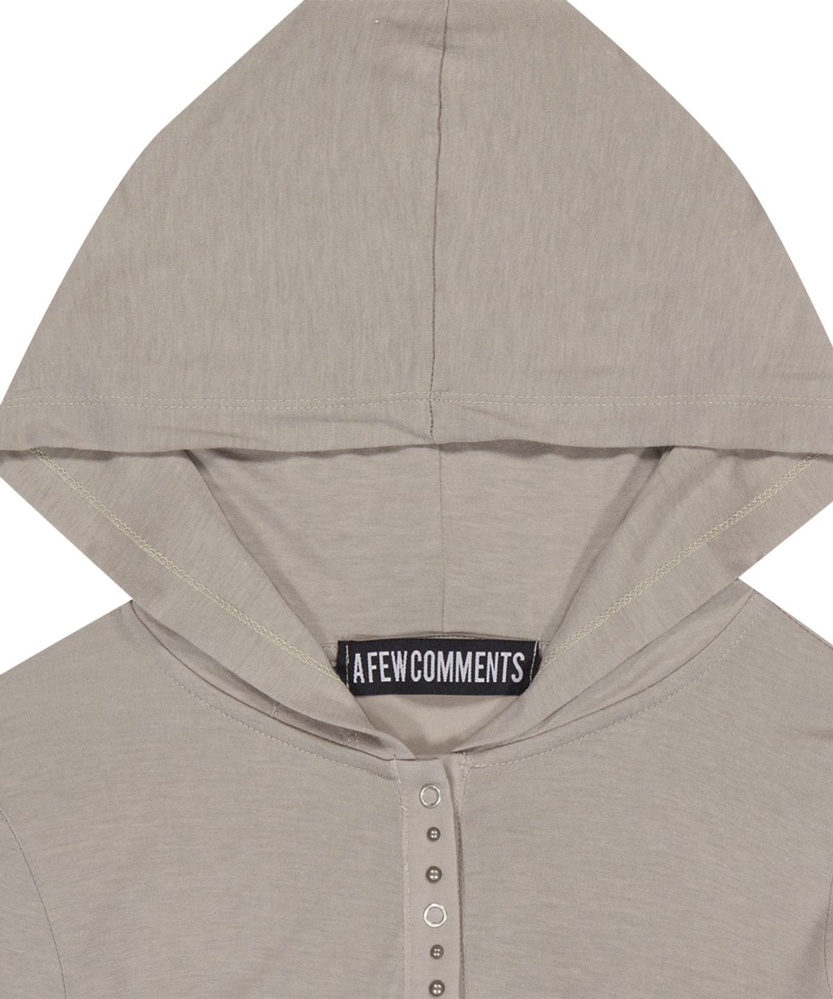 어퓨커멘츠(A FEW COMMENTS) 메탈 스터드 후드 롱슬리브 탑 LIGHT KHAKI