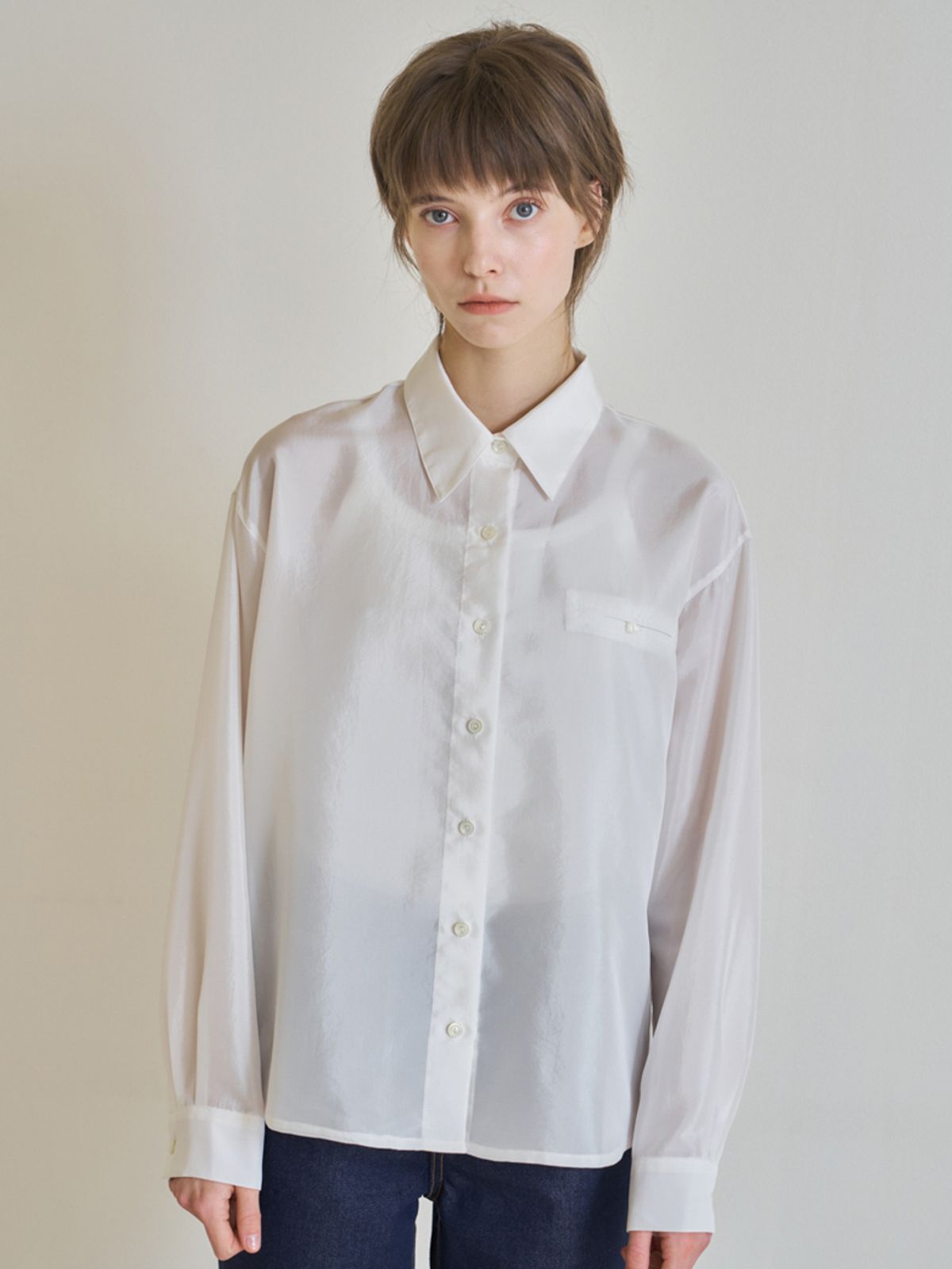 노우드(NOEUD) Shine overfit shirt (Ivory)