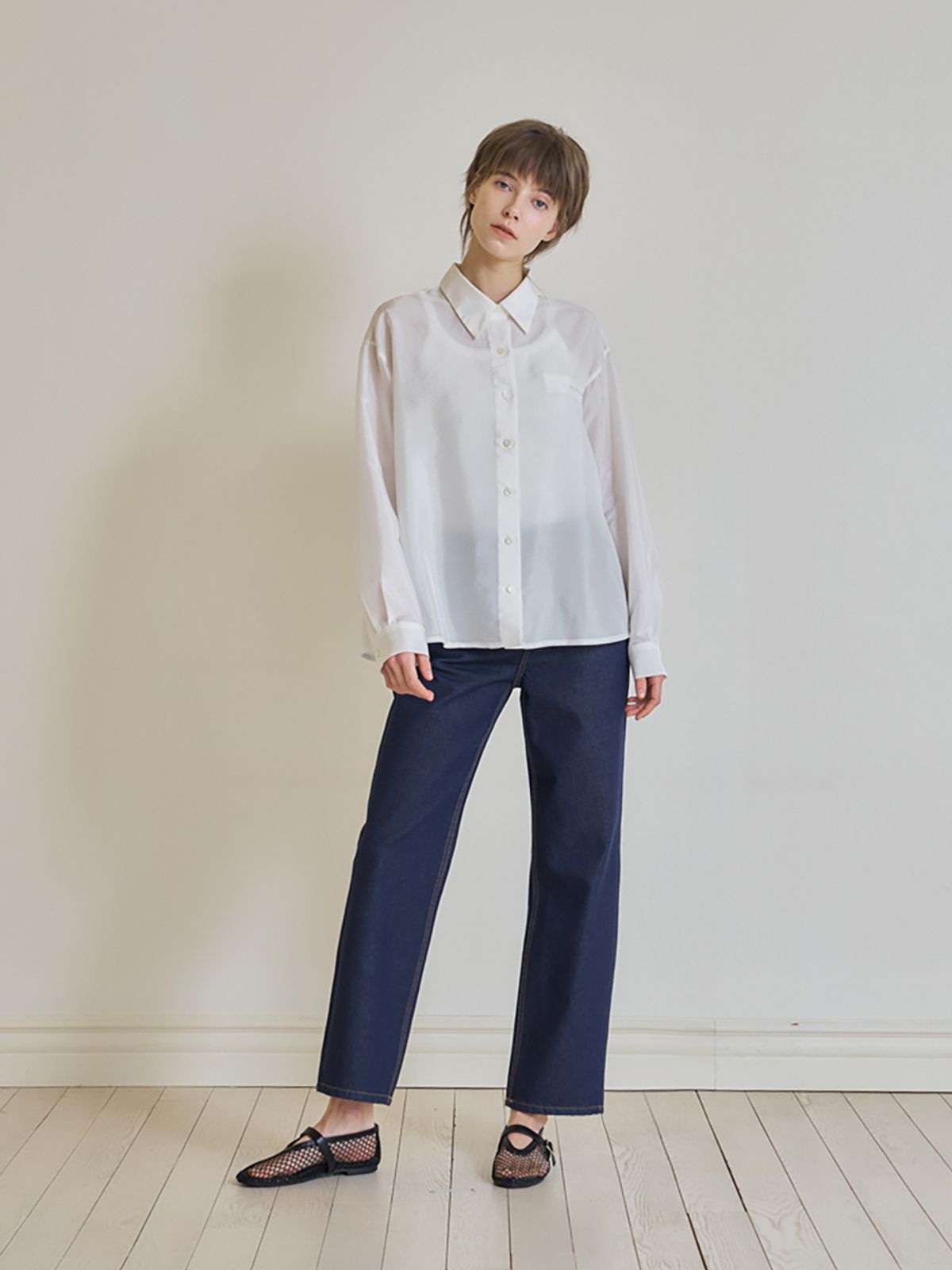 노우드(NOEUD) Shine overfit shirt (Ivory)