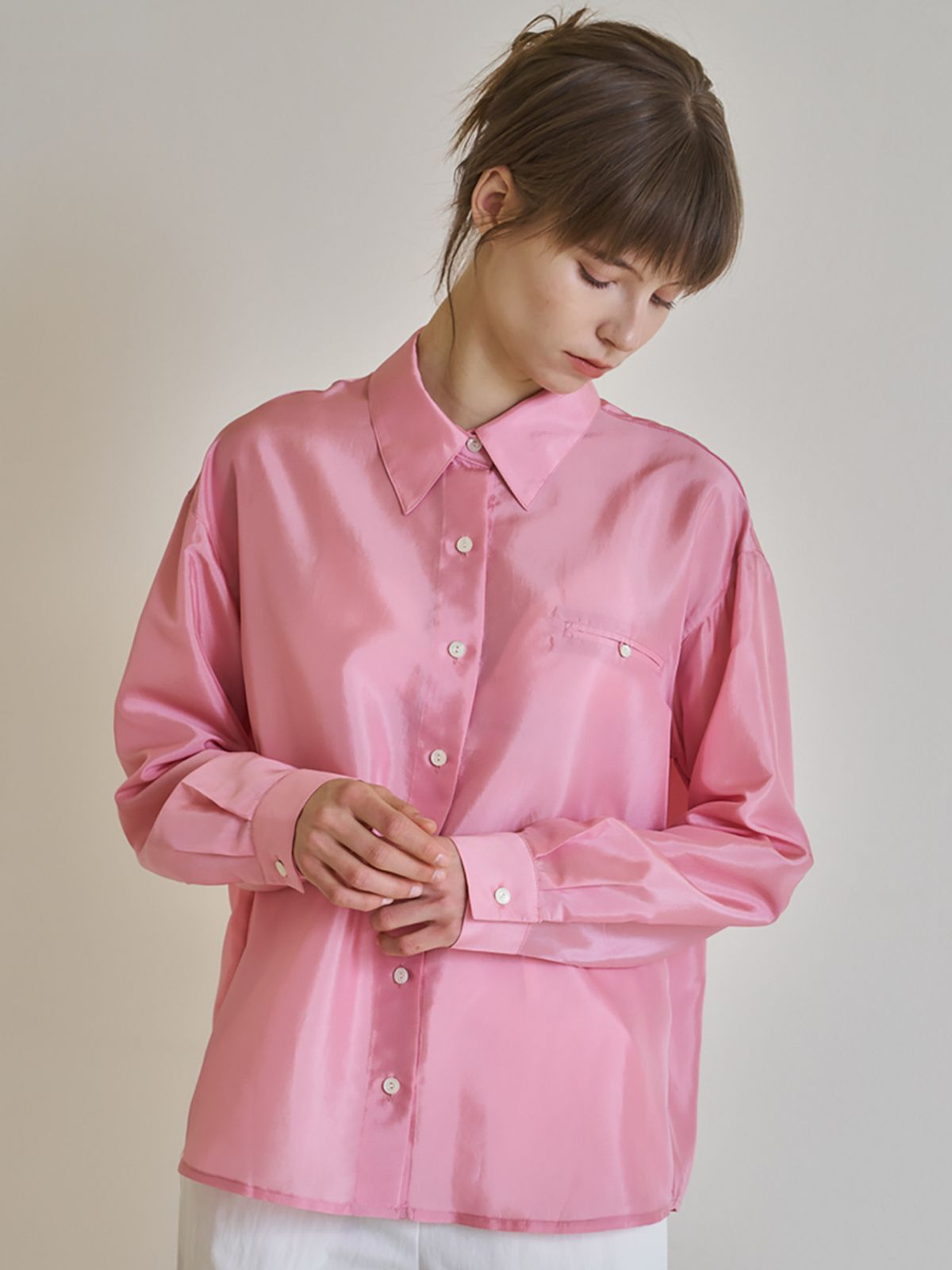 노우드(NOEUD) Shine overfit shirt (Pink)