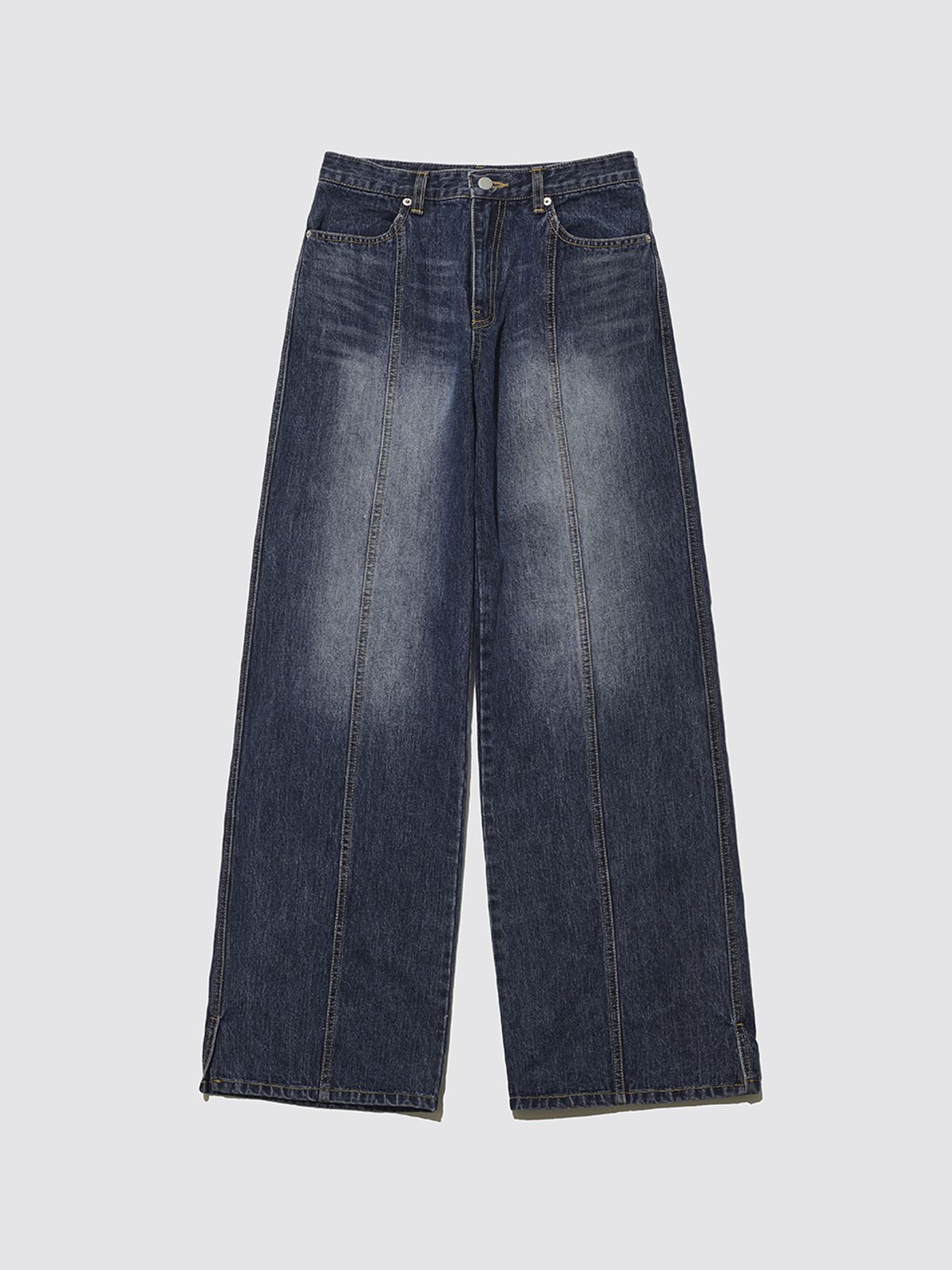 민더리(MEENDERI) STRAIGHT WASHING DENIM PANTS - DARK BLUE