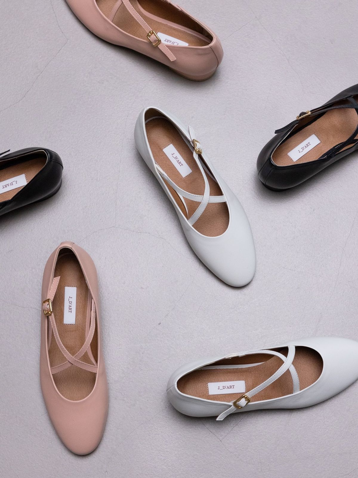쥬다르(JEU DART) cross ballerina flat  black