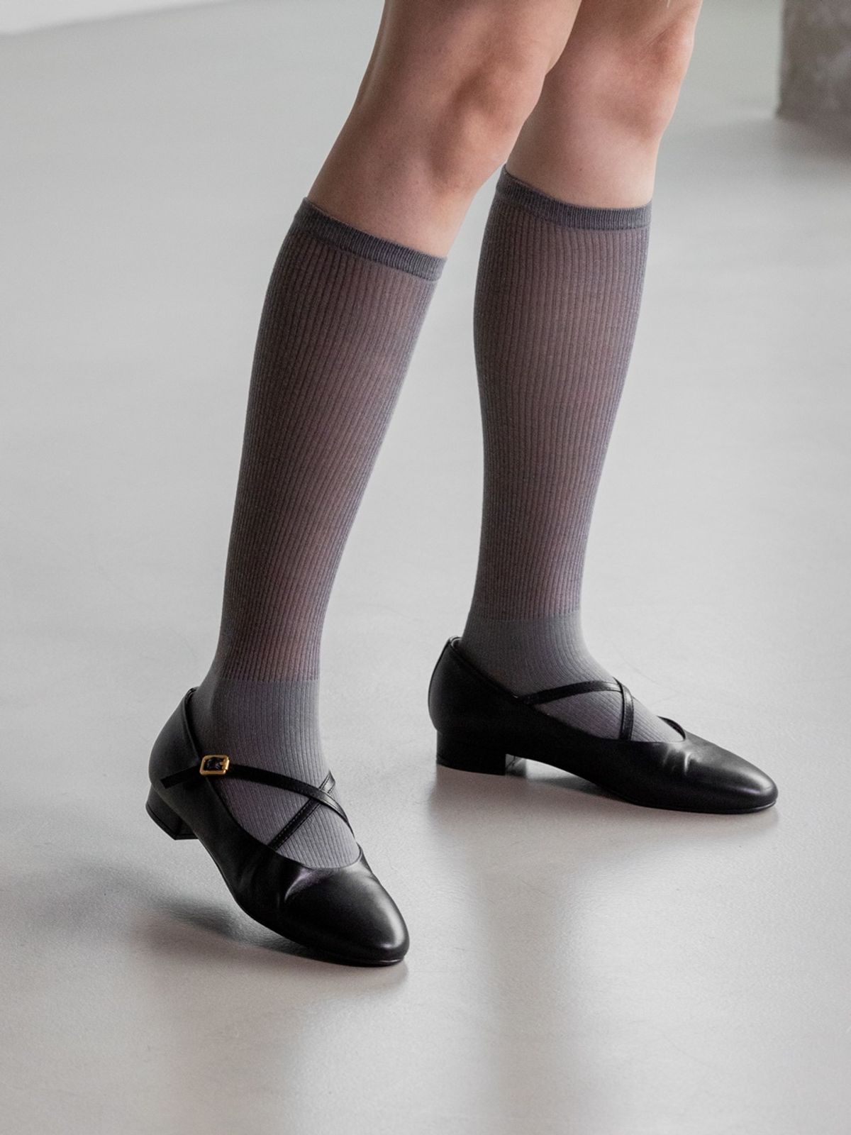 쥬다르(JEU DART) cross ballerina flat  black