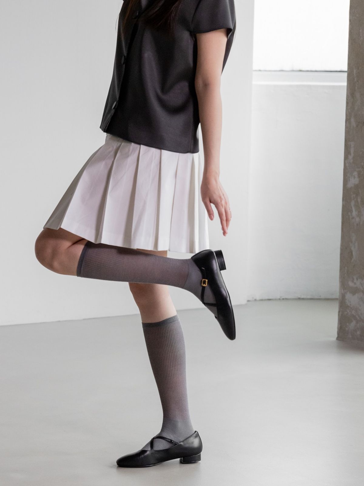 쥬다르(JEU DART) cross ballerina flat  black