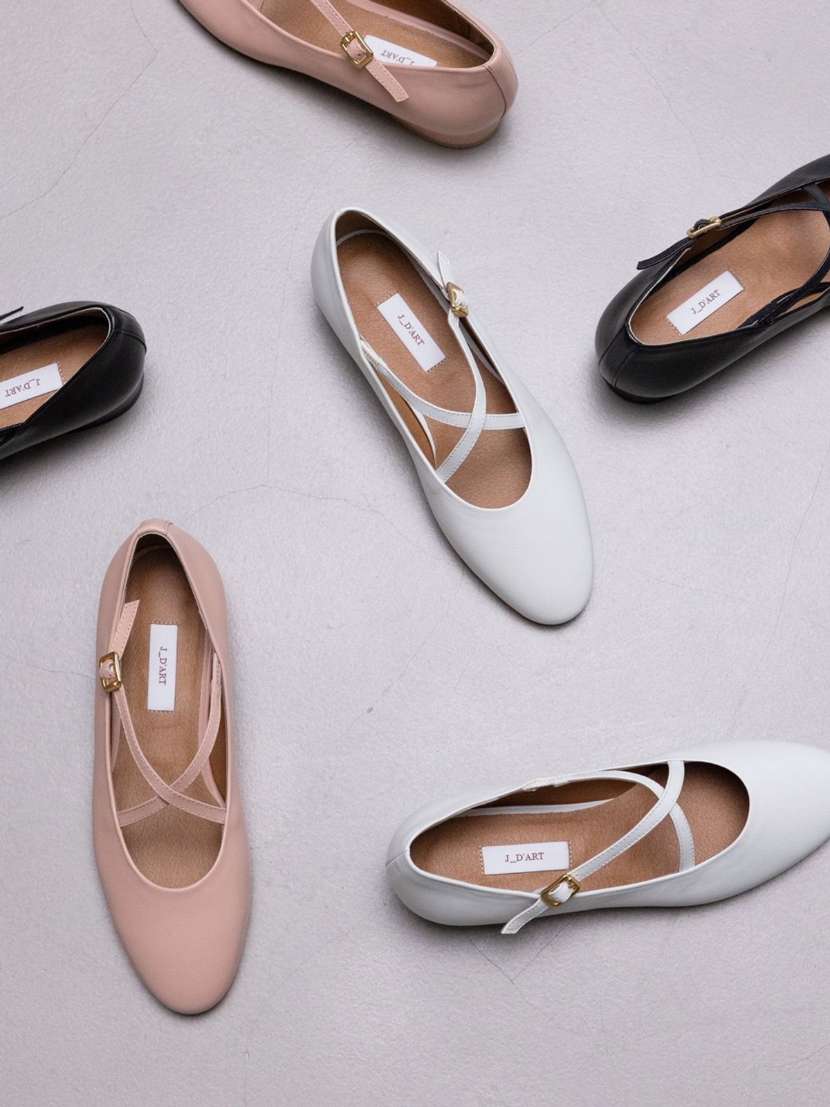 쥬다르(JEU DART) cross ballerina flat  peach