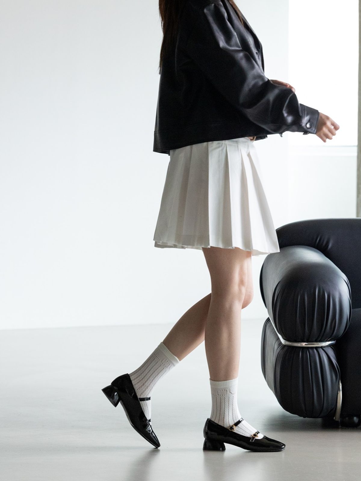 쥬다르(JEU DART) lovely two strap flat black