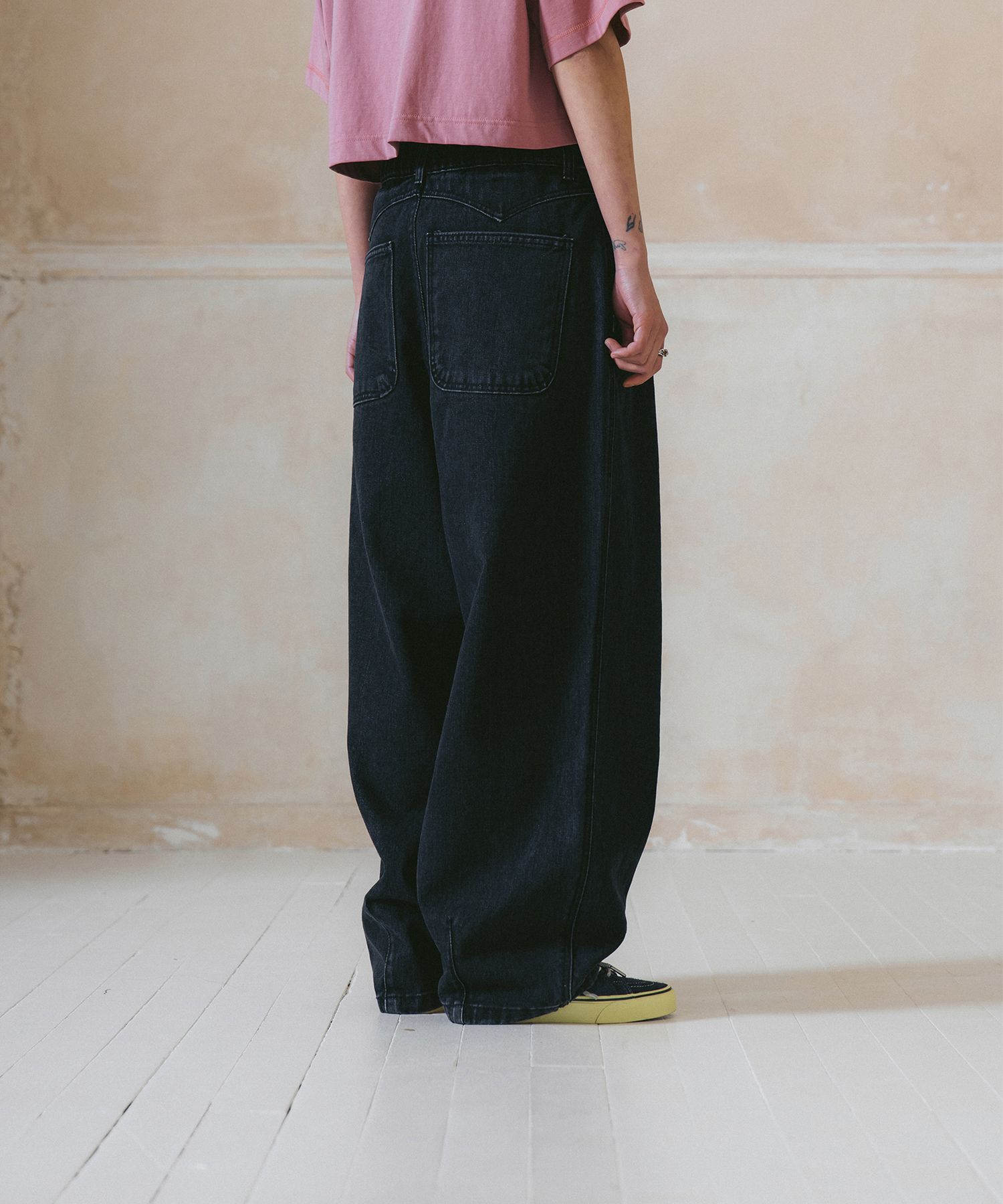 MUSINSA | ANGLAN [AG.W] Tin Denim Balloon Pants - Black Denim