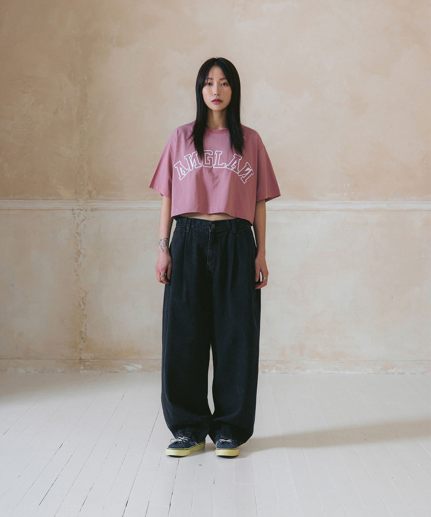 MUSINSA | ANGLAN [AG.W] Tin Denim Balloon Pants - Black Denim