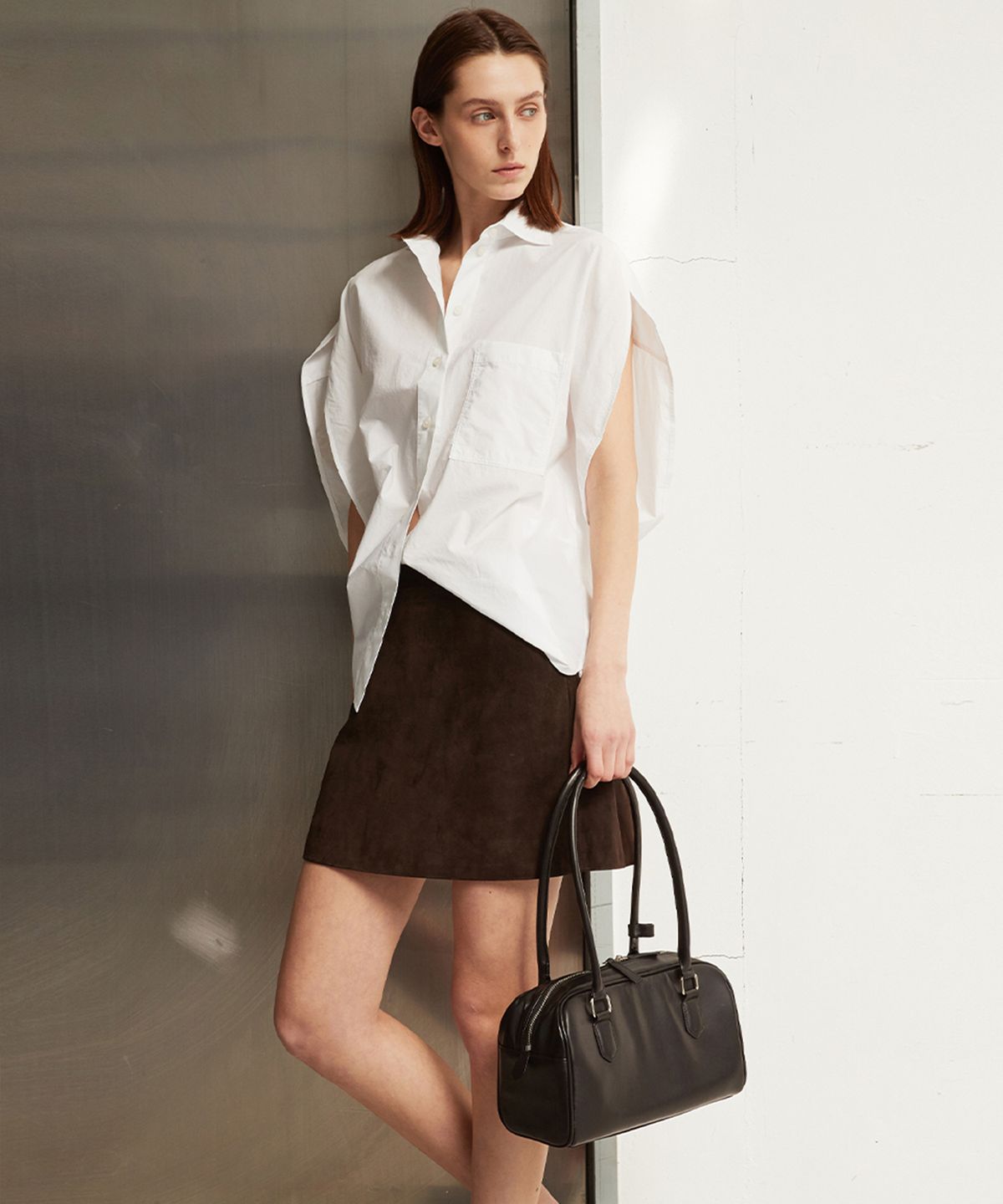 베르데마르(VERDEMAR) Nappa lambskin Boston shoulder bag_Black