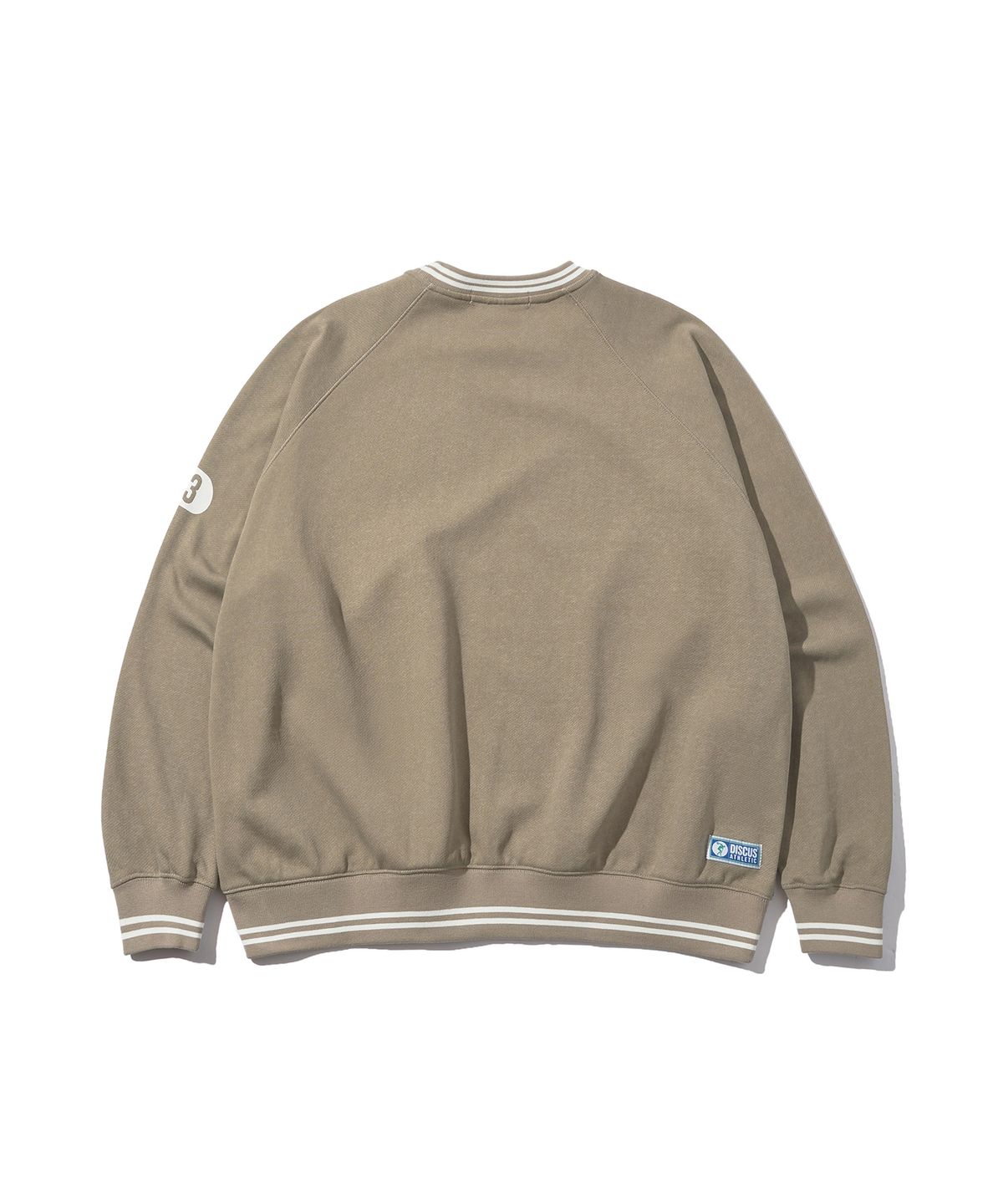 디스커스 애슬레틱(DISCUS ATHLETIC) DA × OAM Stripe Ribbed Sweatshirt Khaki Beige