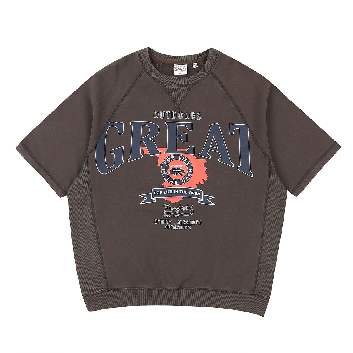 펜필드(PENFIELD) HUDSON VINTAGE WASHED HALF SWEAT SHIRTS CHARCOAL_FQ2KT98U