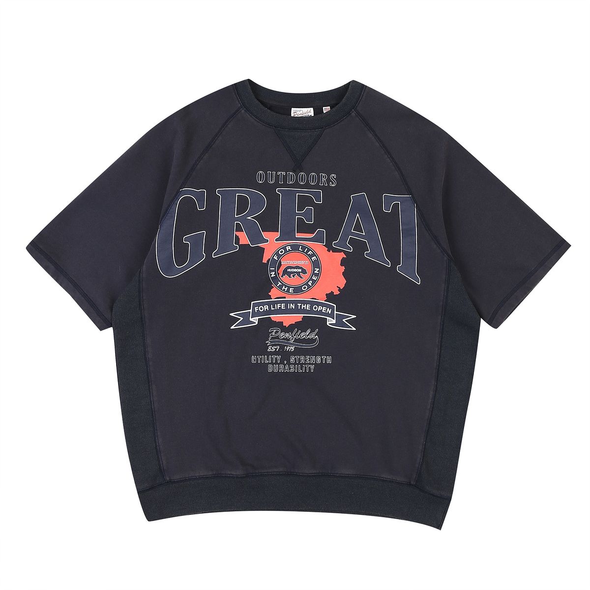 펜필드(PENFIELD) HUDSON VINTAGE WASHED HALF SWEAT SHIRTS NAVY_FQ2KT97U