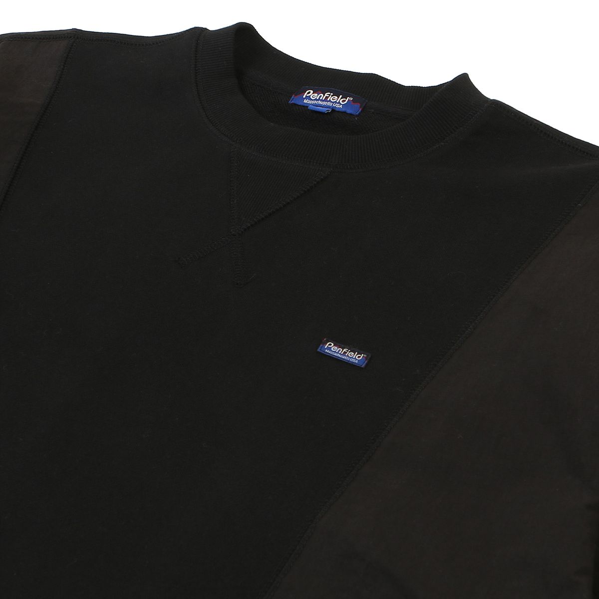 펜필드(PENFIELD) CN MIXED HALF SWEAT SHIRT BLACK_FQ2KT89U