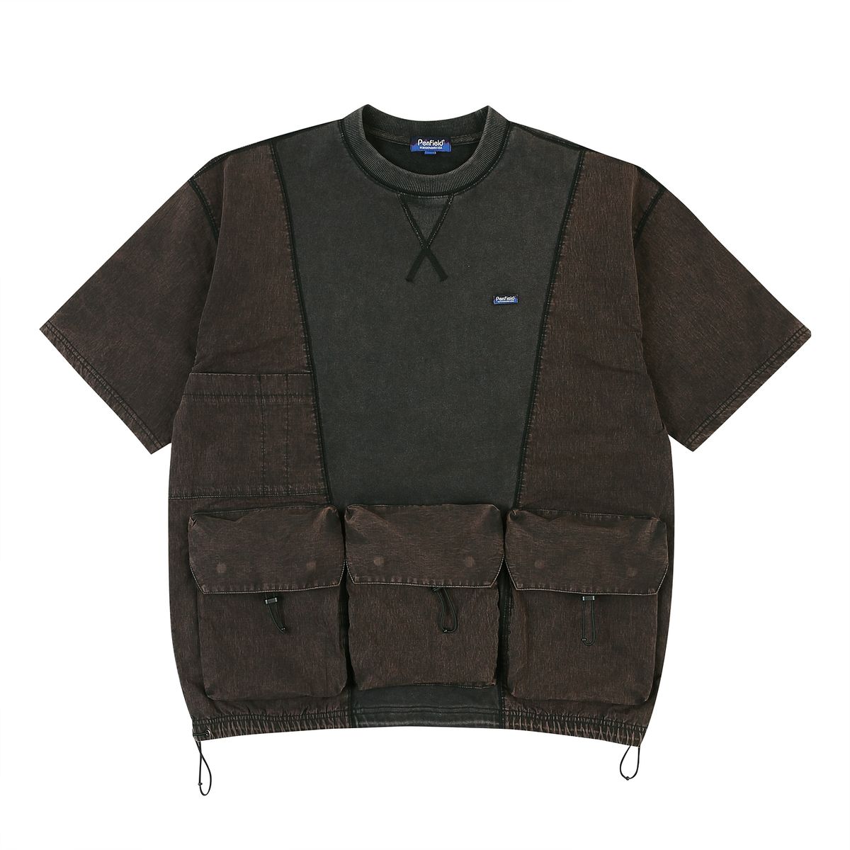 펜필드(PENFIELD) CN MIXED HALF SWEAT SHIRT DARK BROWN_FQ2KT88U