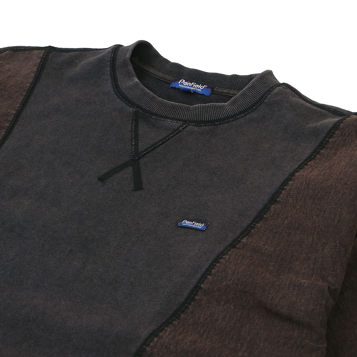펜필드(PENFIELD) CN MIXED HALF SWEAT SHIRT DARK BROWN_FQ2KT88U