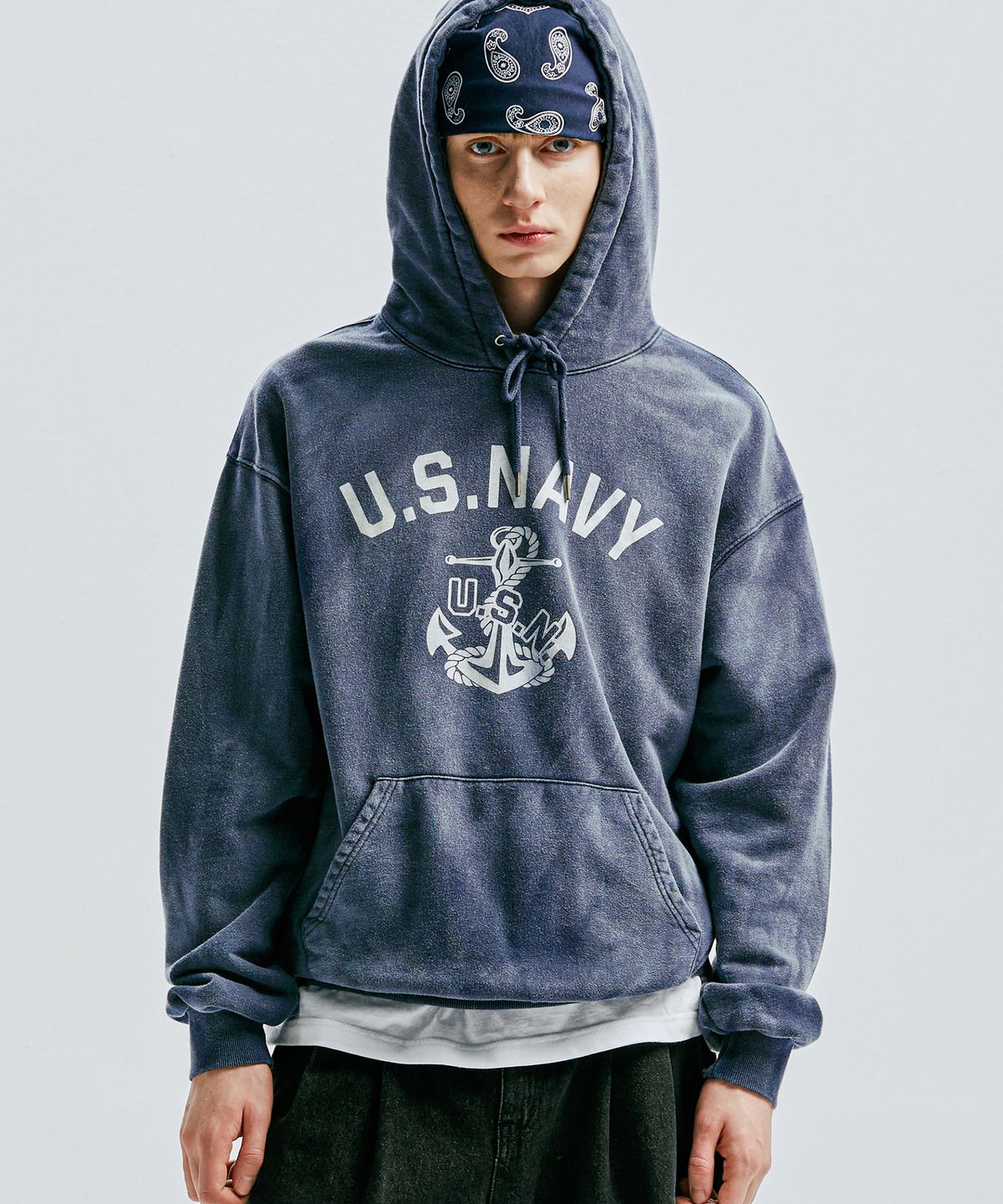 케이엔드(KND) USN VTG 다잉 후디 더스티 네이비