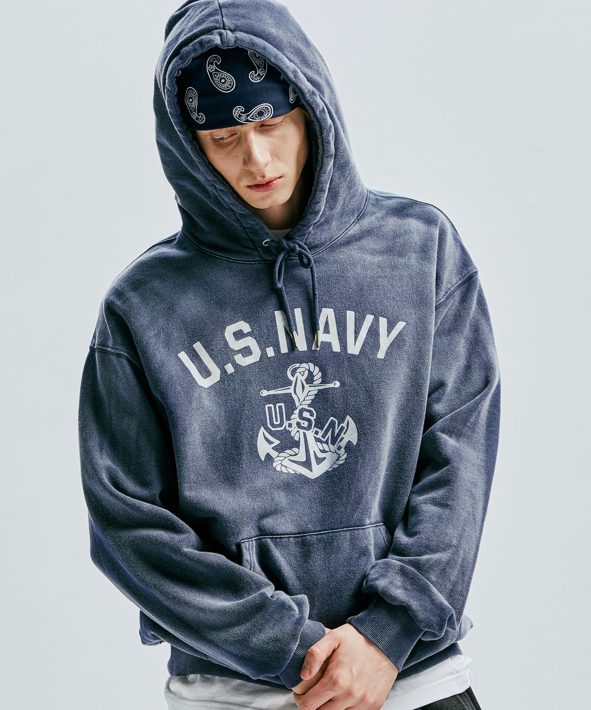 케이엔드(KND) USN VTG 다잉 후디 더스티 네이비