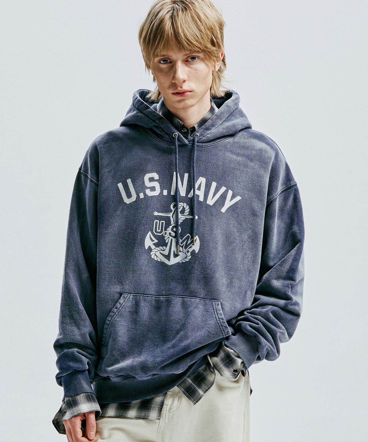 케이엔드(KND) USN VTG 다잉 후디 더스티 네이비