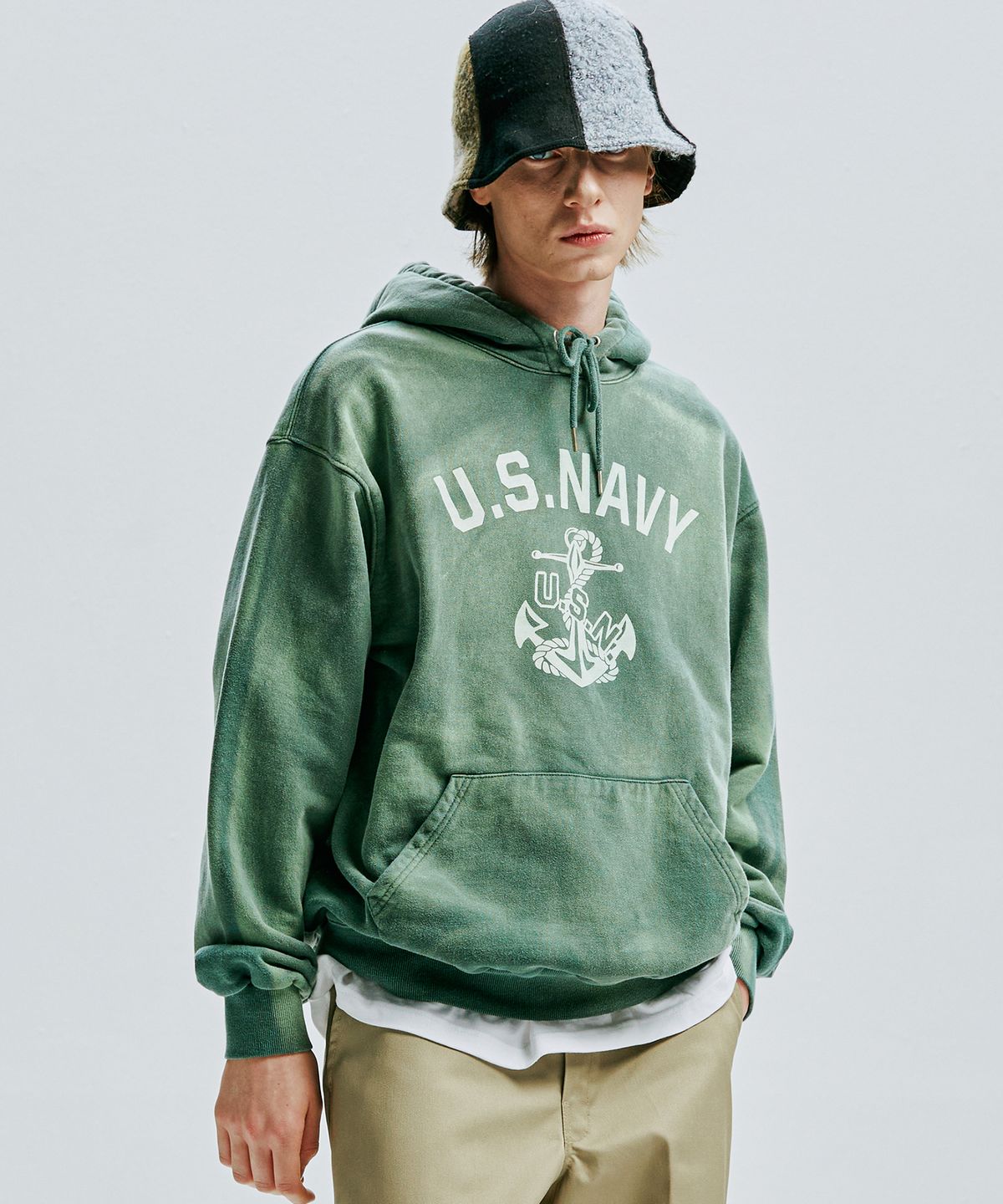 케이엔드(KND) USN VTG 다잉 후디 더스티 그린