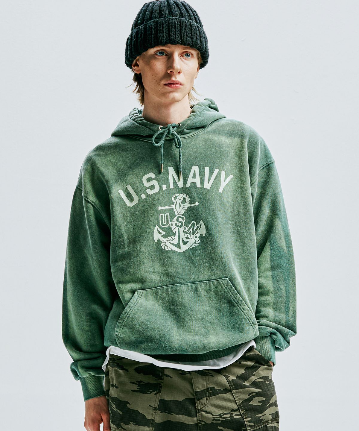 케이엔드(KND) USN VTG 다잉 후디 더스티 그린