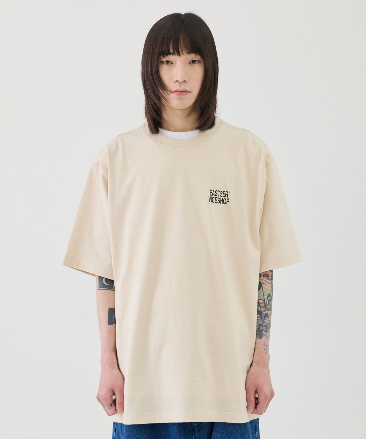 이스트서비스샵(eastserviceshop) Vice Shop Half T - Cream