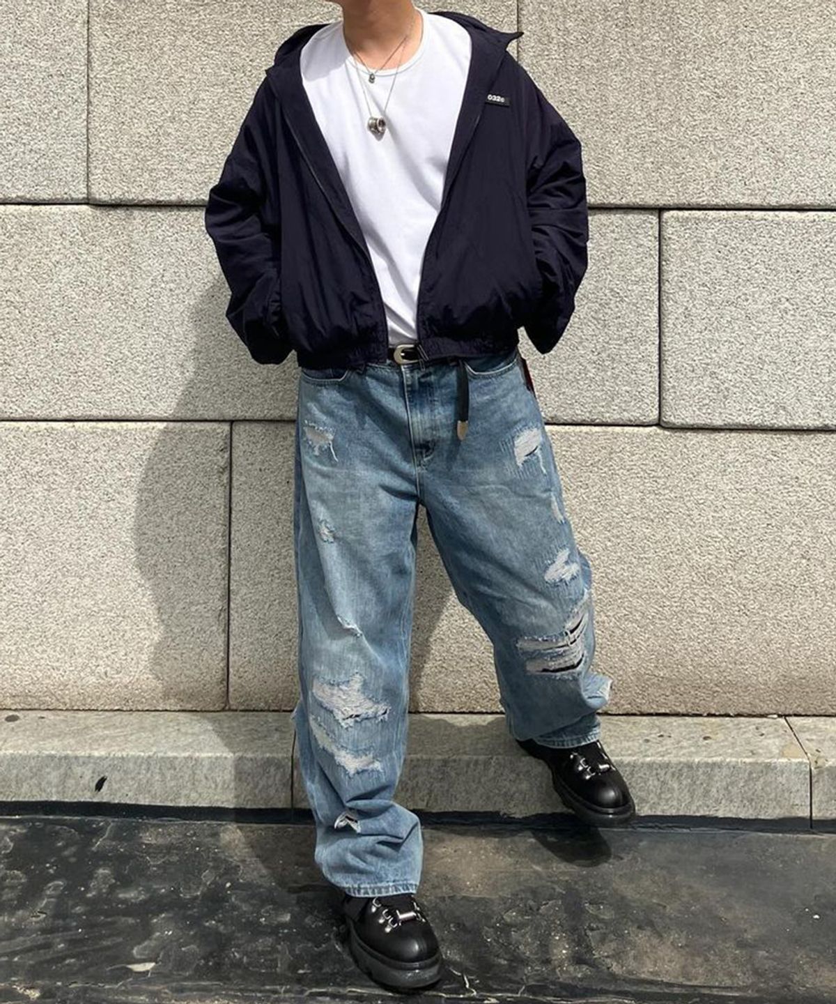 인템포무드(INTEMPOMOOD) 러프 워싱 데미지 팬츠 : 2컬러