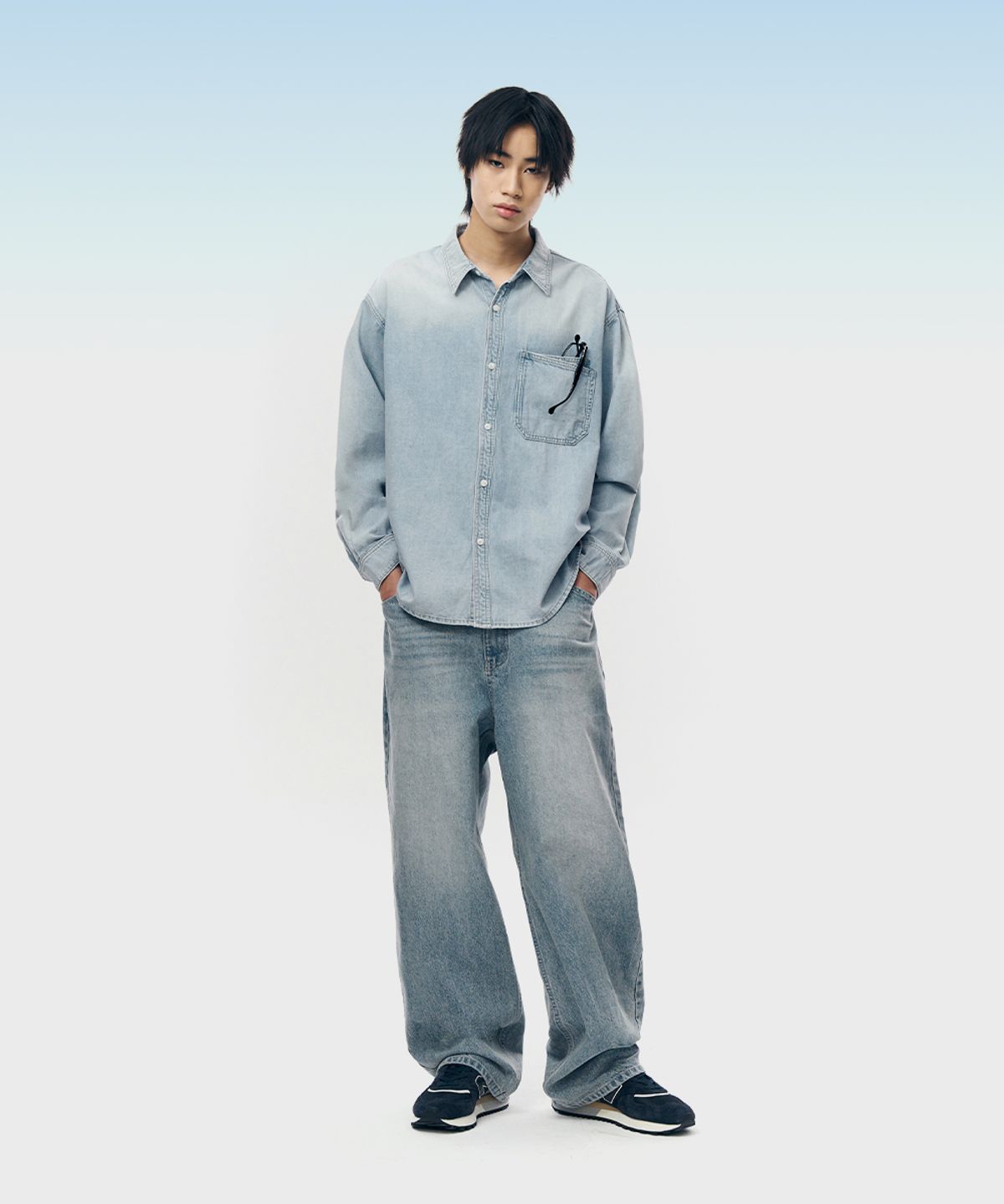 인템포무드(INTEMPOMOOD) 캠퍼스 와이드 워싱진_라이트블루