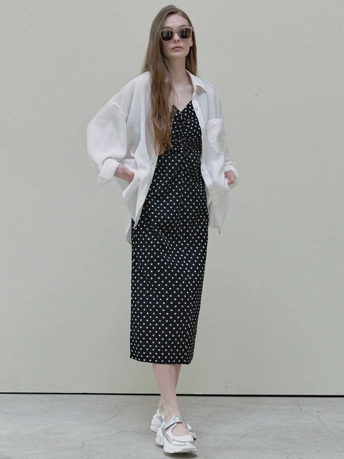 아방(AVANT-G) See Through Unbalance Shirt - ivory