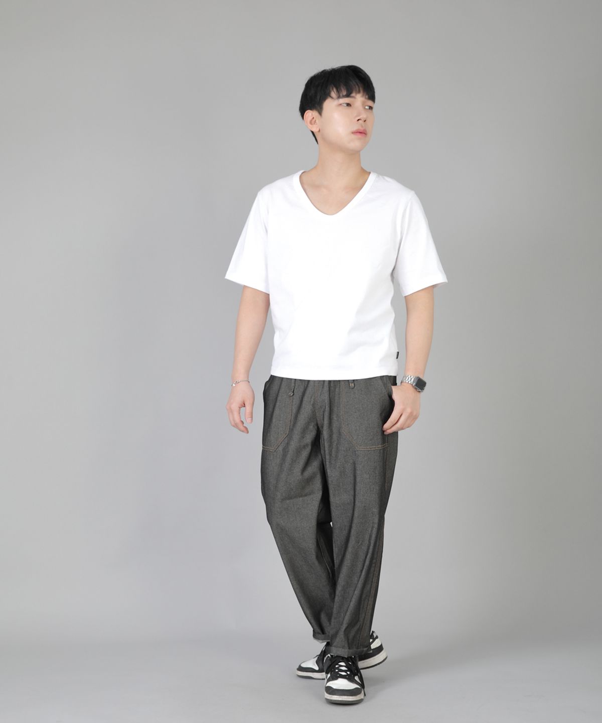 세인트크루(SAINTCREW) 앵클드롭 클래식 퍼티그 테이퍼드팬츠 AFT-306 데님 그레이블랙
