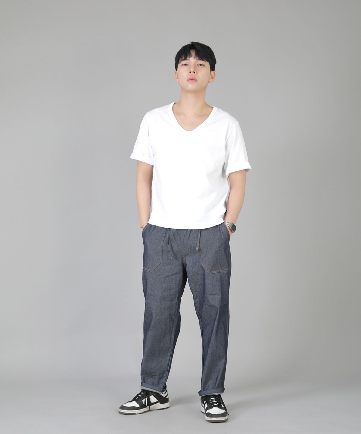 세인트크루(SAINTCREW) 앵클드롭 클래식 퍼티그 테이퍼드팬츠 AFT-306 데님 라이트인디고
