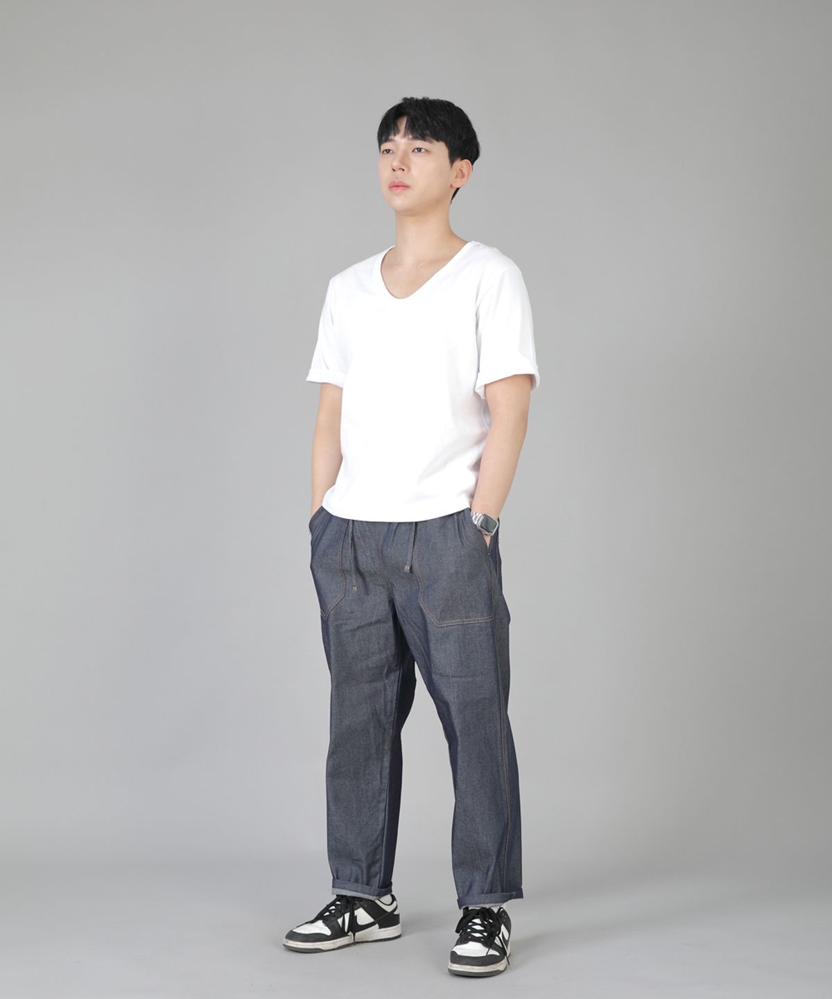 세인트크루(SAINTCREW) 앵클드롭 클래식 퍼티그 테이퍼드팬츠 AFT-306 데님 라이트인디고