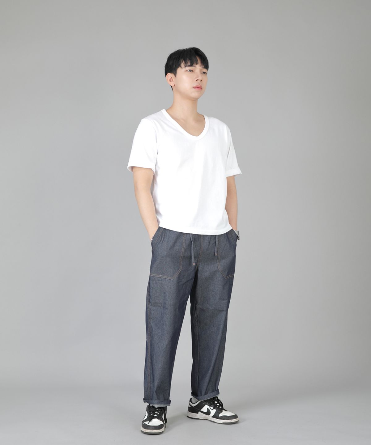 세인트크루(SAINTCREW) 앵클드롭 클래식 퍼티그 테이퍼드팬츠 AFT-306 데님 라이트인디고