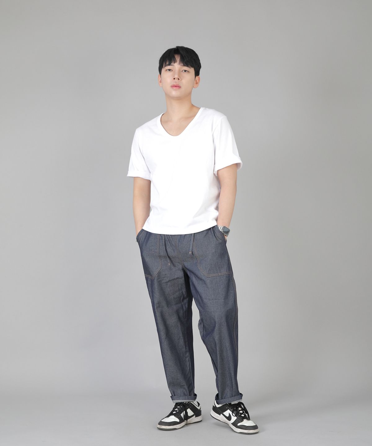세인트크루(SAINTCREW) 앵클드롭 클래식 퍼티그 테이퍼드팬츠 AFT-306 데님 라이트인디고