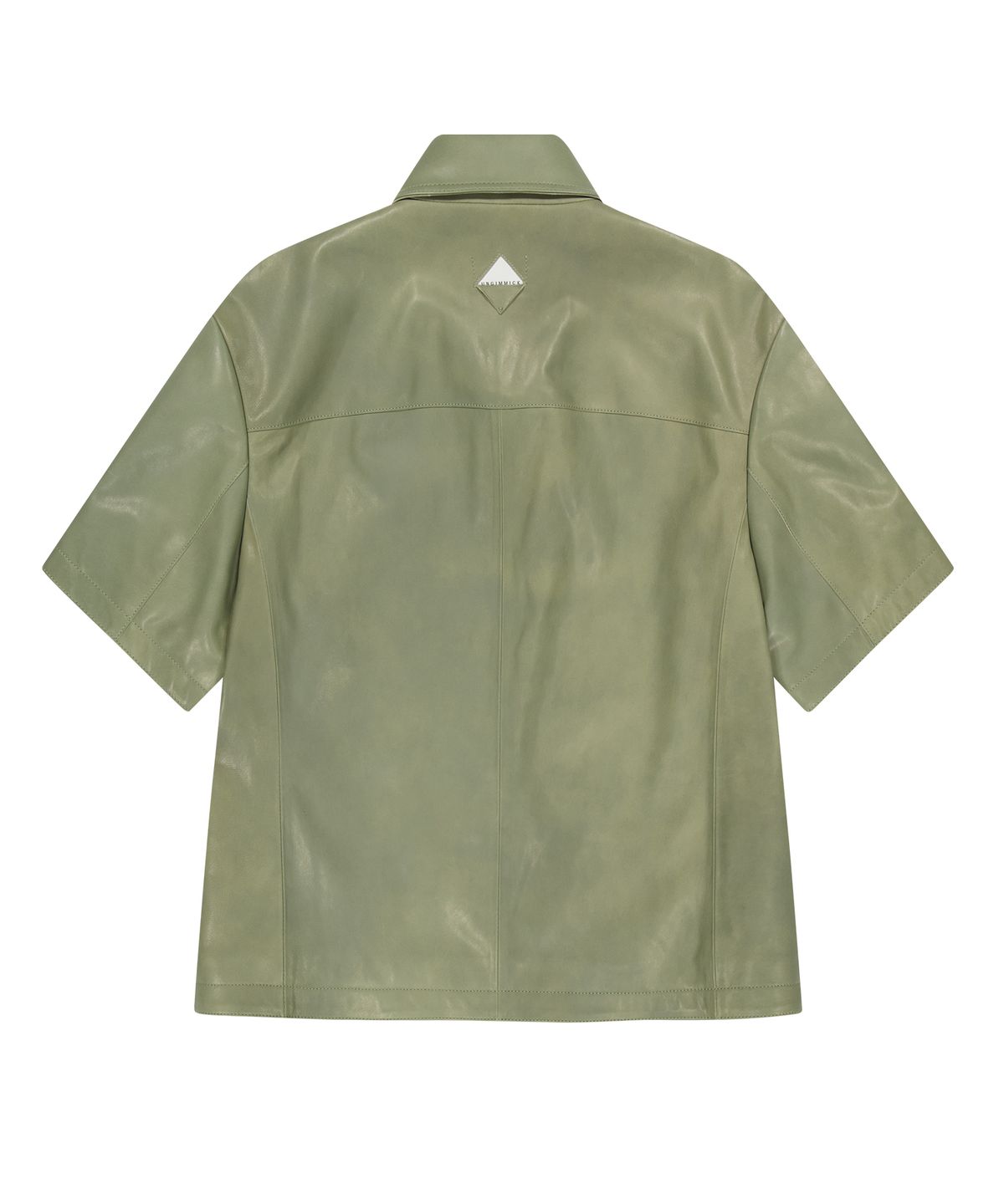 언지미크(UNGIMMICK) NAPPA LEATHER SHORT SLEEVE SHIRT (OLIVE / LAMBSKIN)