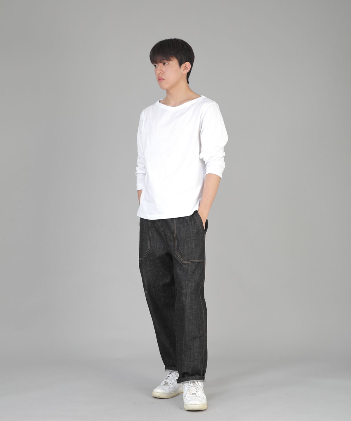 세인트크루(SAINTCREW) 앵클드롭 클래식 퍼티그 테이퍼드팬츠 AFT-306 블랙데님