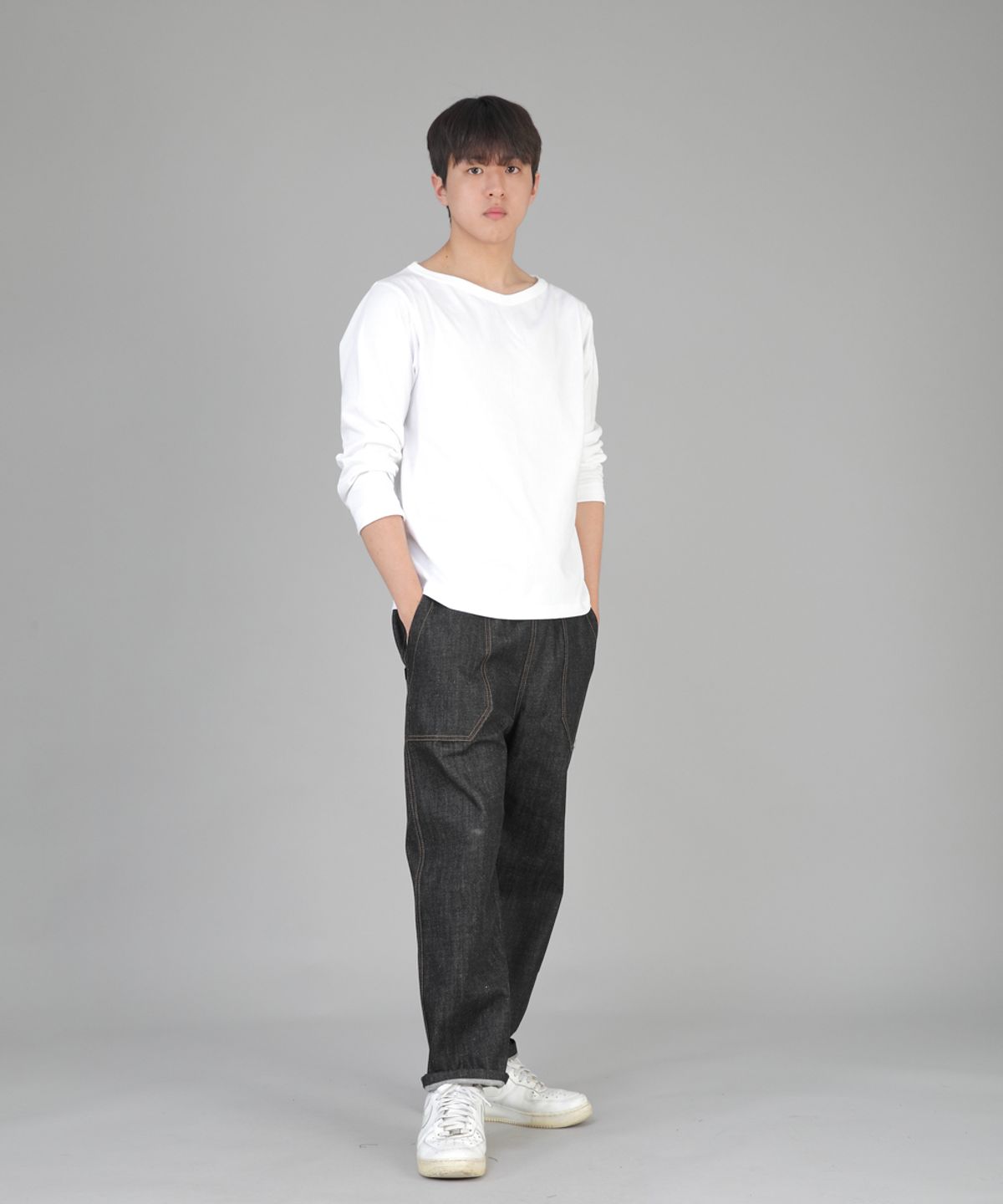 세인트크루(SAINTCREW) 앵클드롭 클래식 퍼티그 테이퍼드팬츠 AFT-306 블랙데님