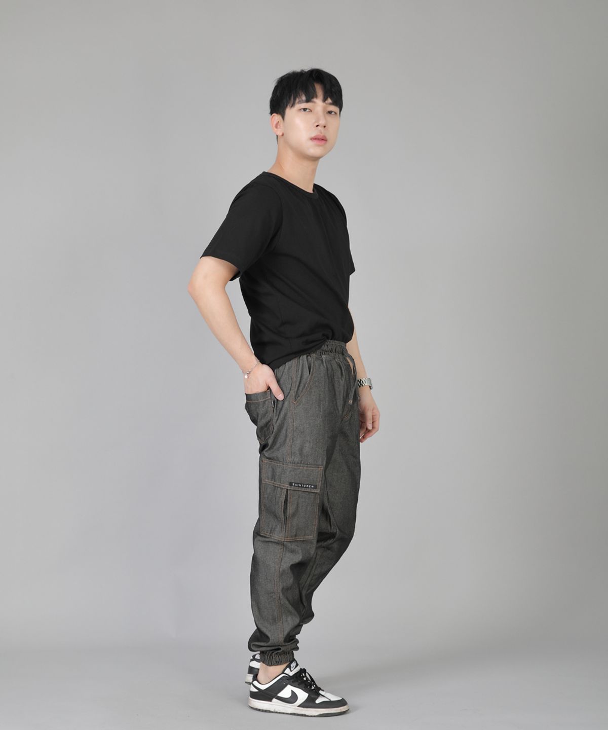 세인트크루(SAINTCREW) 레트로라인 카고조거 팬츠 RL-311CJ 데님 그레이블랙