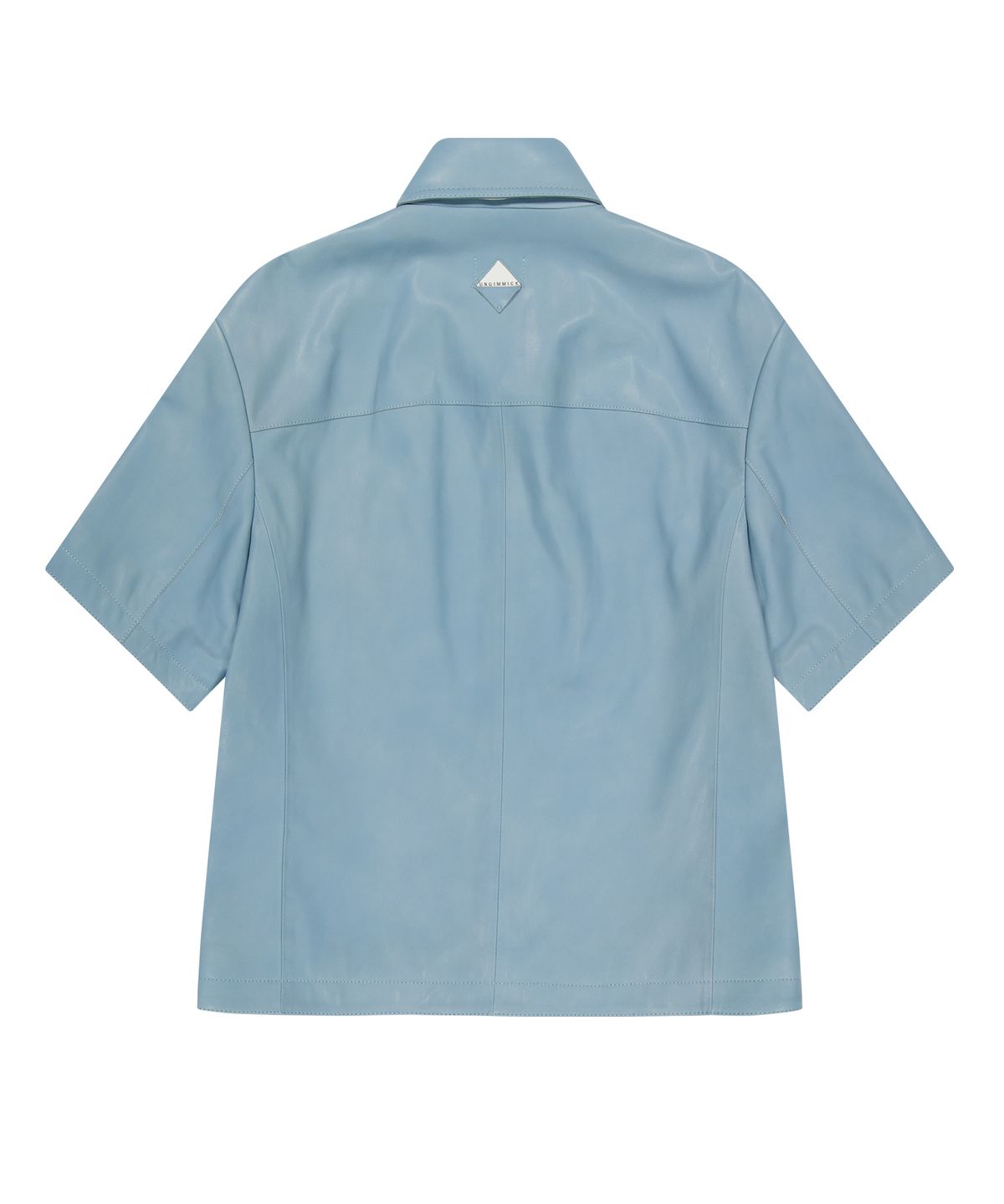 언지미크(UNGIMMICK) NAPPA LEATHER SHORT SLEEVE SHIRT (SKY BLUE / LAMBSKIN)