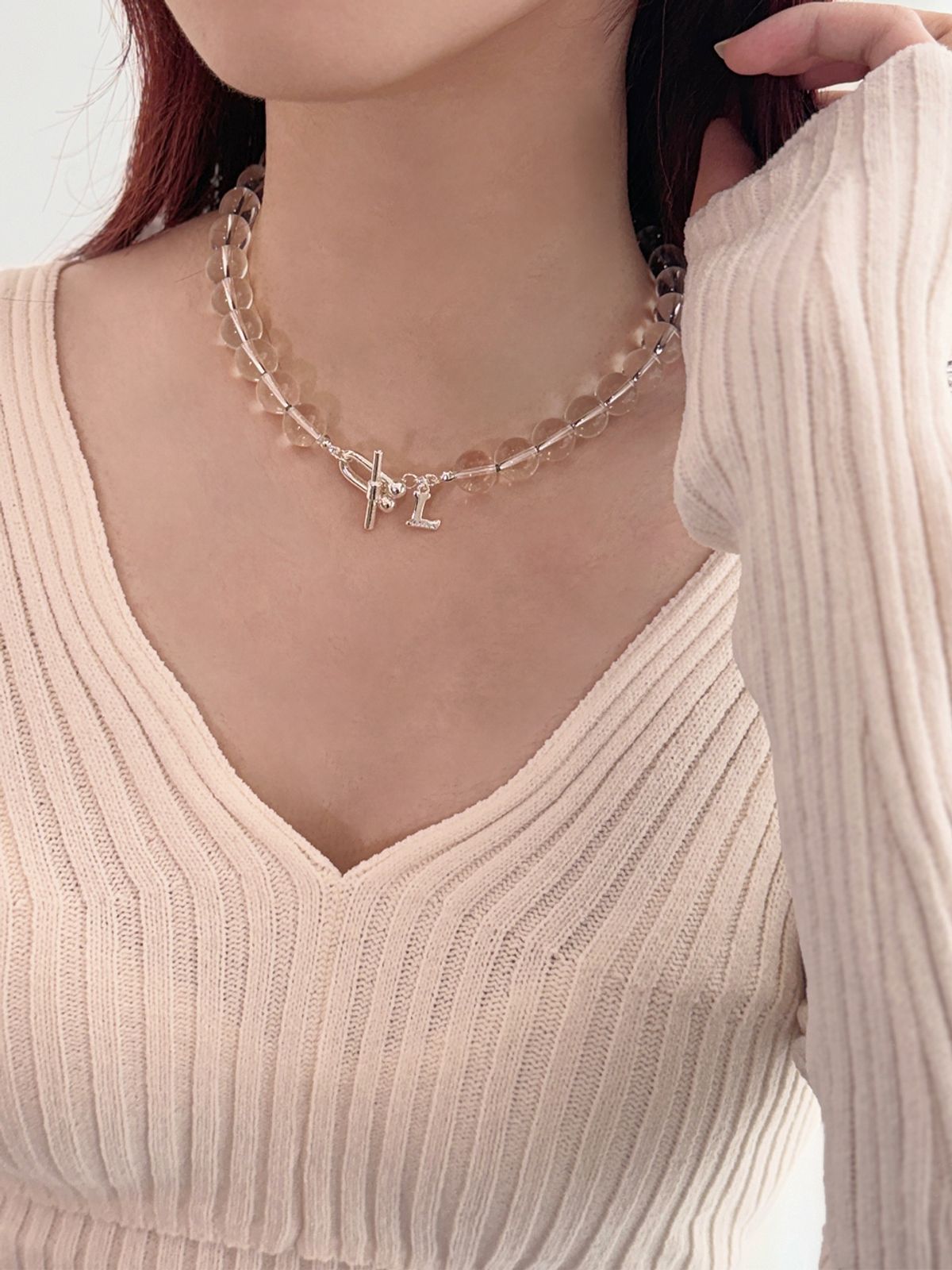 로에카(LOEKA) BOLD CLEAR GLASS NECKLACE