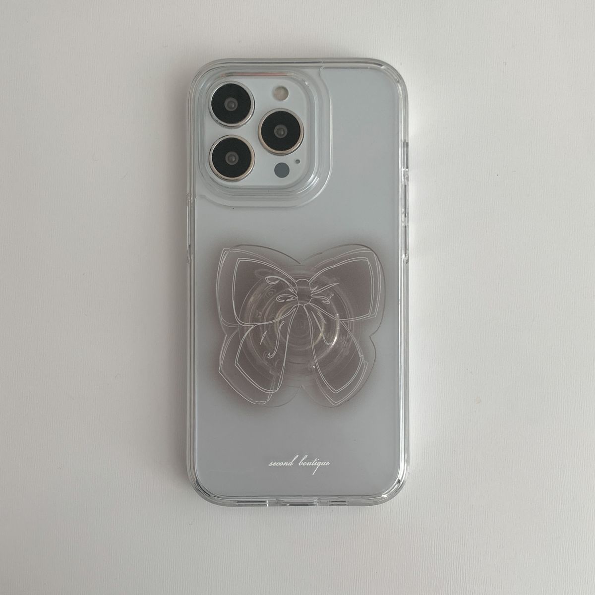 세컨드부티크(SECOND BOUTIQUE) 소프트 리본 클리어케이스(그레이)
